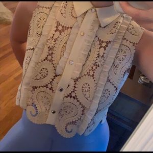 Sleeveless SELF PORTRAIT Paisley Cropped Shirt